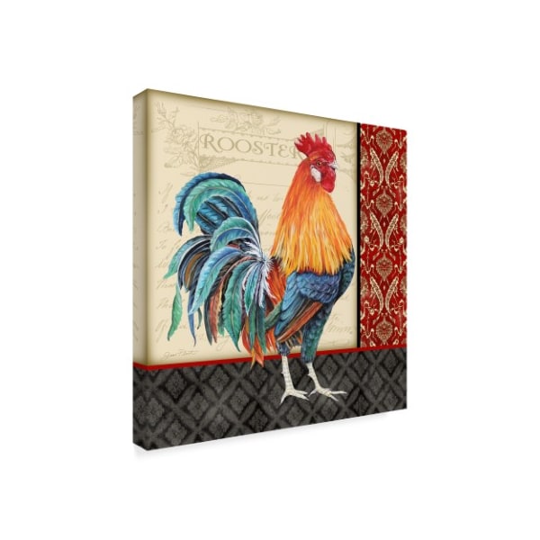 Jean Plout 'Damask Rooster Red' Canvas Art,35x35